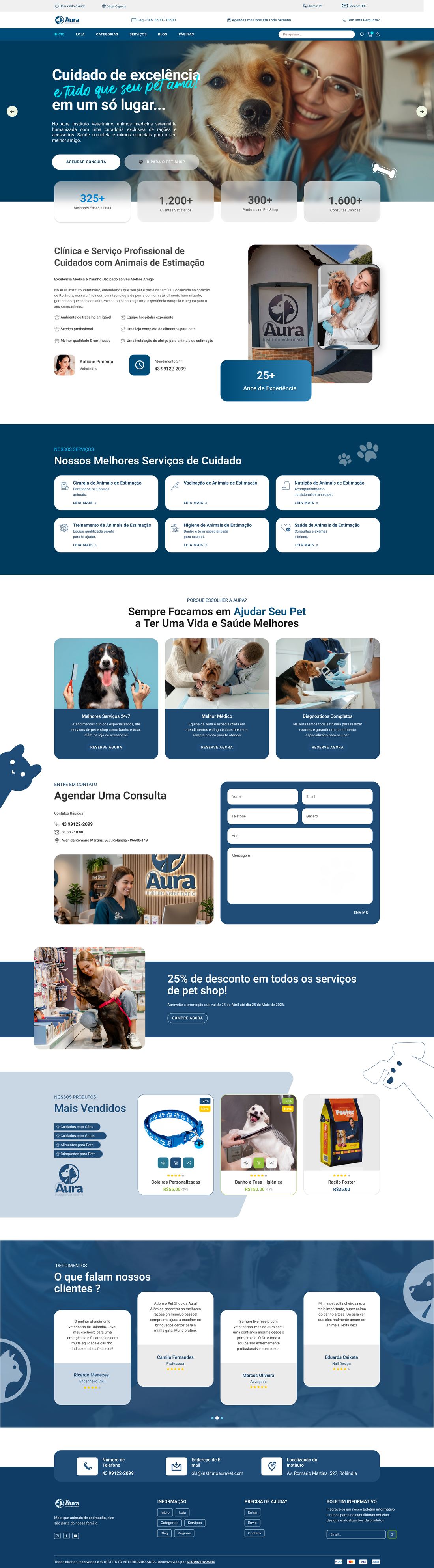 Site Aura Instituto Veterinário